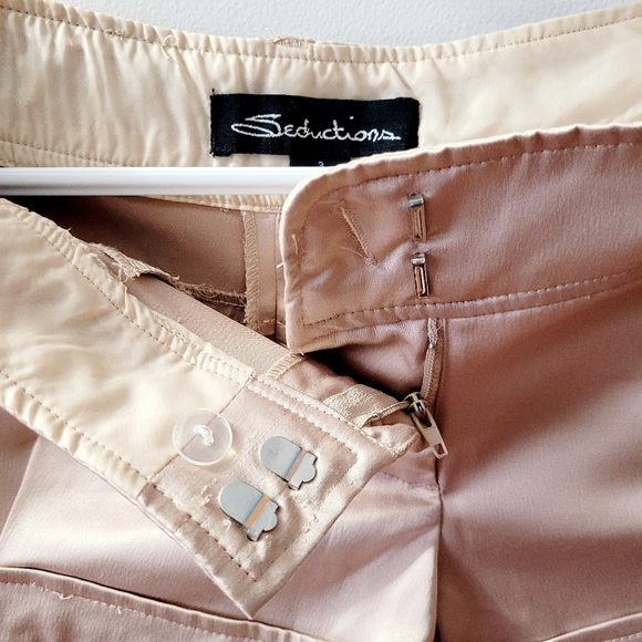 Women's Beige Satin Summer Shorts - Picture 2 of 5